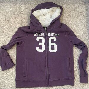 Vintage y2K Abercrombie &‎ Fitch Medium Hoodie Sweatshirt Fur Lined Spell out